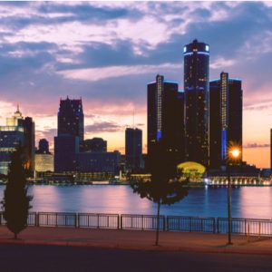 A city skyline.